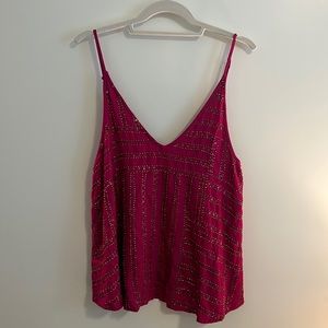 Free People Magenta Gold Beaded Tank